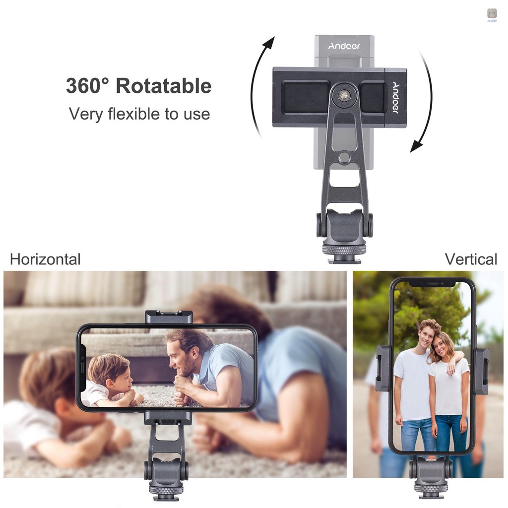 ANDOER Giá Đỡ Ba Chân Đa Năng Xoay 360 Độ Bằng Hợp Kim Nhôm Cho Điện Thoại° Ốp Điện Thoại Gắn Giá Đỡ Hai Đế Lạnh Xoay Được Thay Thế Cho iPhone 14 / 13 / 12 / 11 Huawei