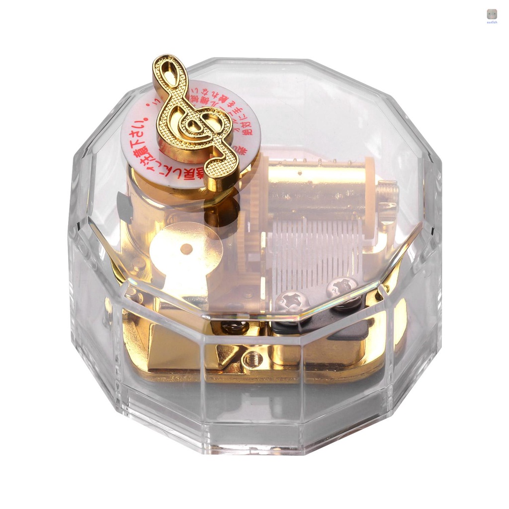 Dodecagon Hộp Nhạc Xoay Bằng Acrylic Trong Suốt Màu Vàng Đồng Thau Cho Bạn Bè Gia Đình