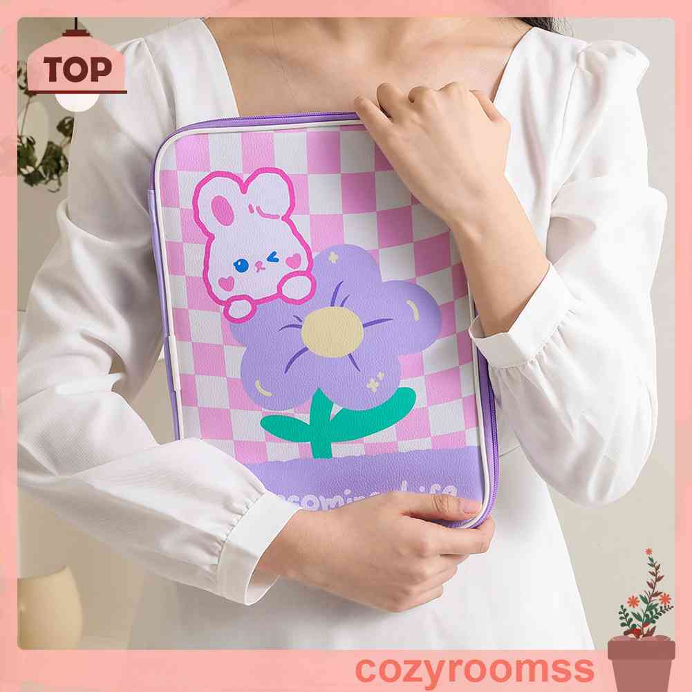 Túi Da PU Đựng Máy Tính Bảng Họa Tiết Hoạt Hình Có Khóa Kéo Cho Bé Gái