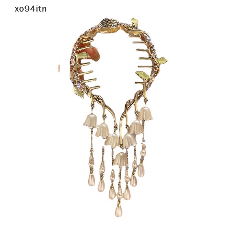 Kẹp Tóc Đuôi Ngựa Đính Đá Phối Tua Rua Kiểu Dáng Thanh Lịch Cho Nữ