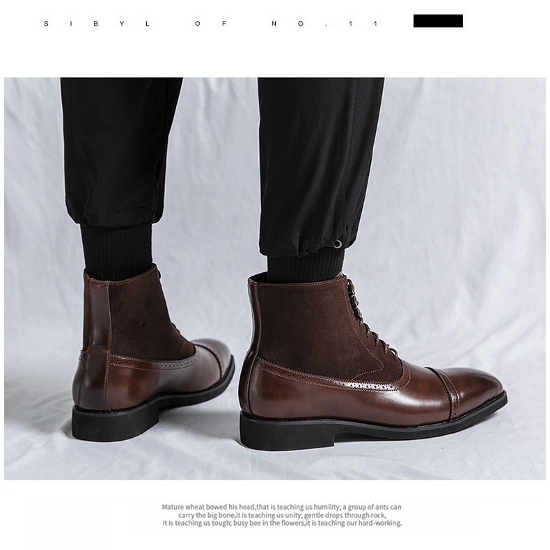 Giày Boot Da Cổ Cao Có Dây BuộC Cho Nam size 38-46