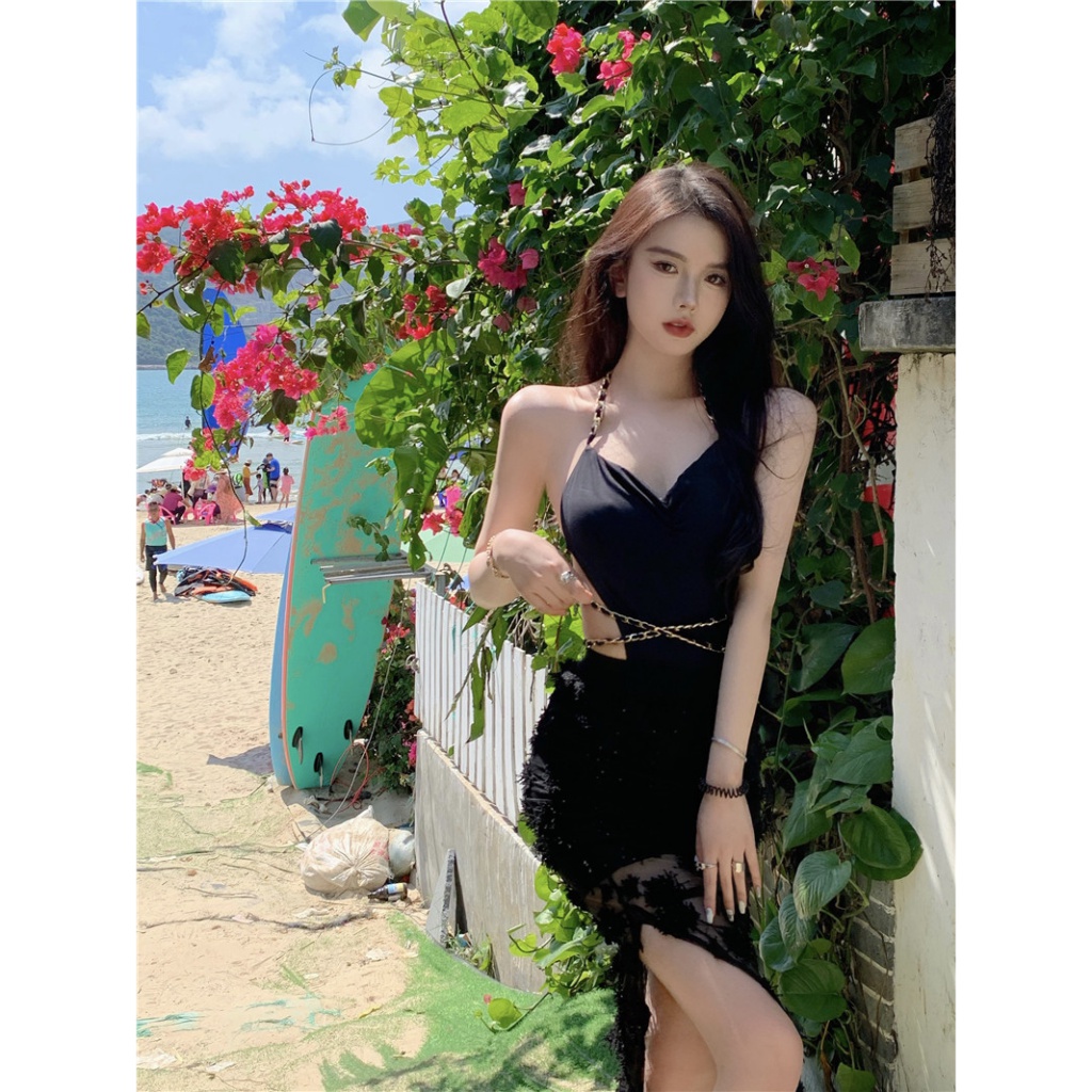 Áo Hai Dây Màu Đen Dáng Ôm Thời Trang Mùa Hè Quyến Rũ Cho Nữ