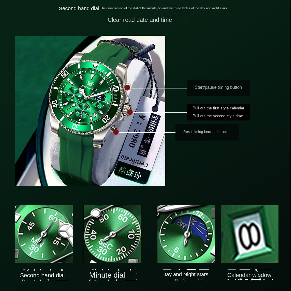 Đồng Hồ Đeo Tay Phát Quang Đa Năng Chống Thấm Nước Dành Cho Nam