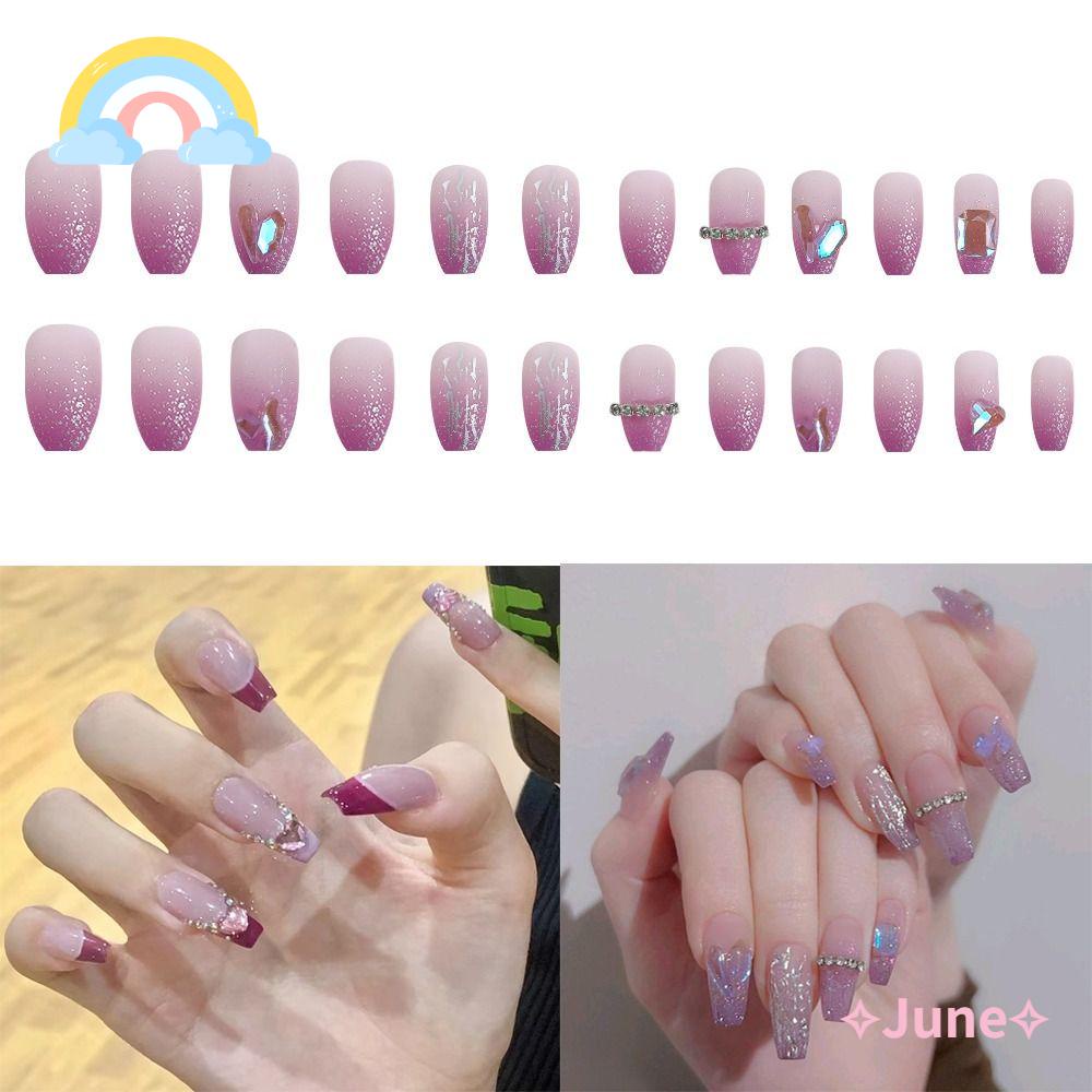 Bộ Móng Tay Giả Hình Trái Tim Phong Cách Pháp