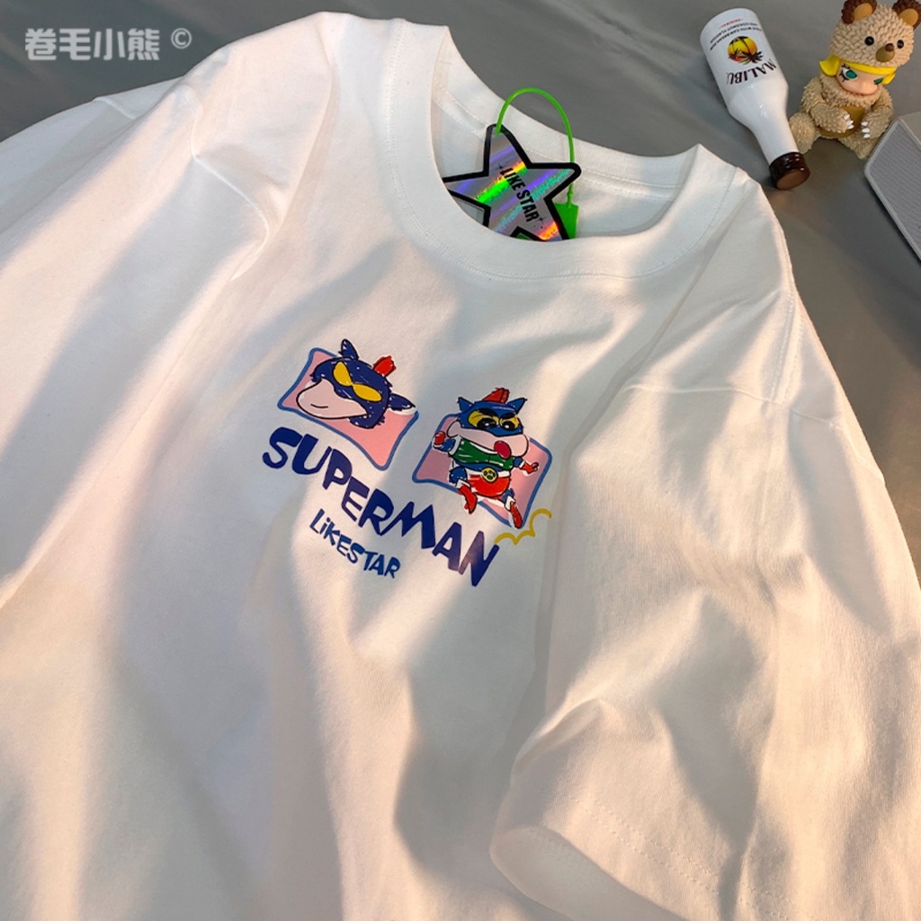 Áo Thun Tay Ngắn Dáng Rộng In Hoạt Hình Shin-chan Phong Cách Nhật Bản Xinh Xắn Cho Nữ