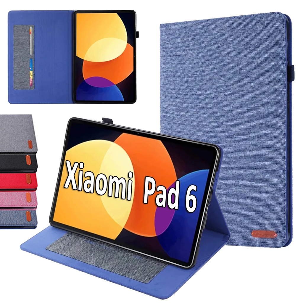 Ốp Bao Da Máy Tính Bảng Silicon Mềm Phối Vải + Giá Đỡ Cho Xiaomi Pad 6 Pro 2023 Mi Pad 6 Inch Xiaomi Pad 5 Pro 11inch
