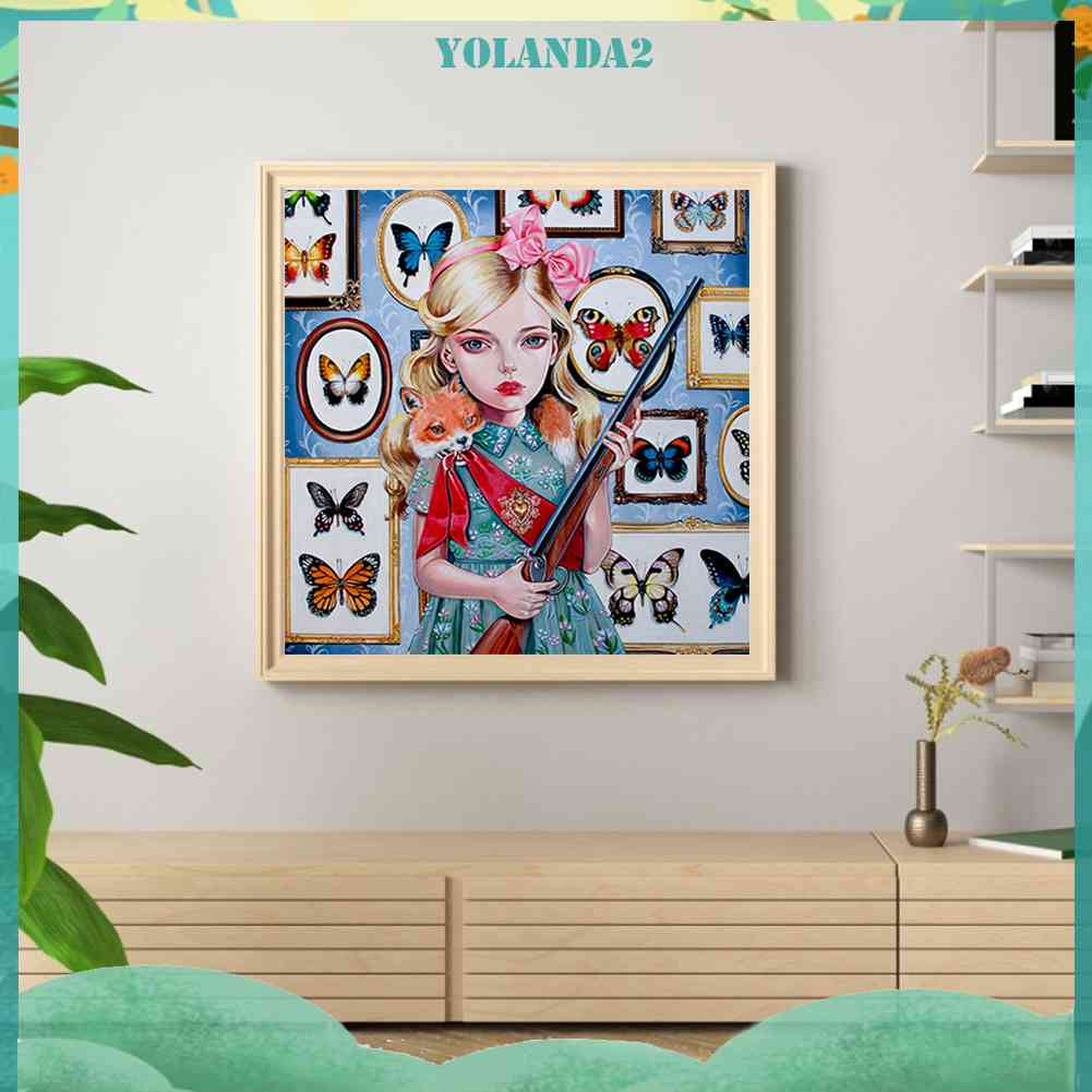 Tranh Đính Đá Kim Cương Toàn Bộ 5D DIY Hình Vẽ Cô Gái Trang Trí Nhà Cửa