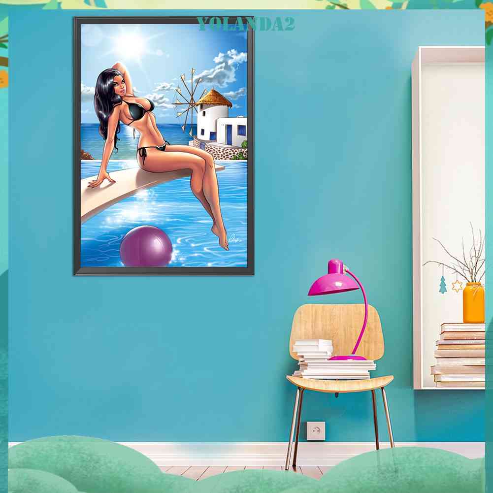 Tranh Đính Đá Kim Cương Toàn Bộ 5D DIY Hình Vẽ Người Đẹp Trang Trí Nhà Cửa