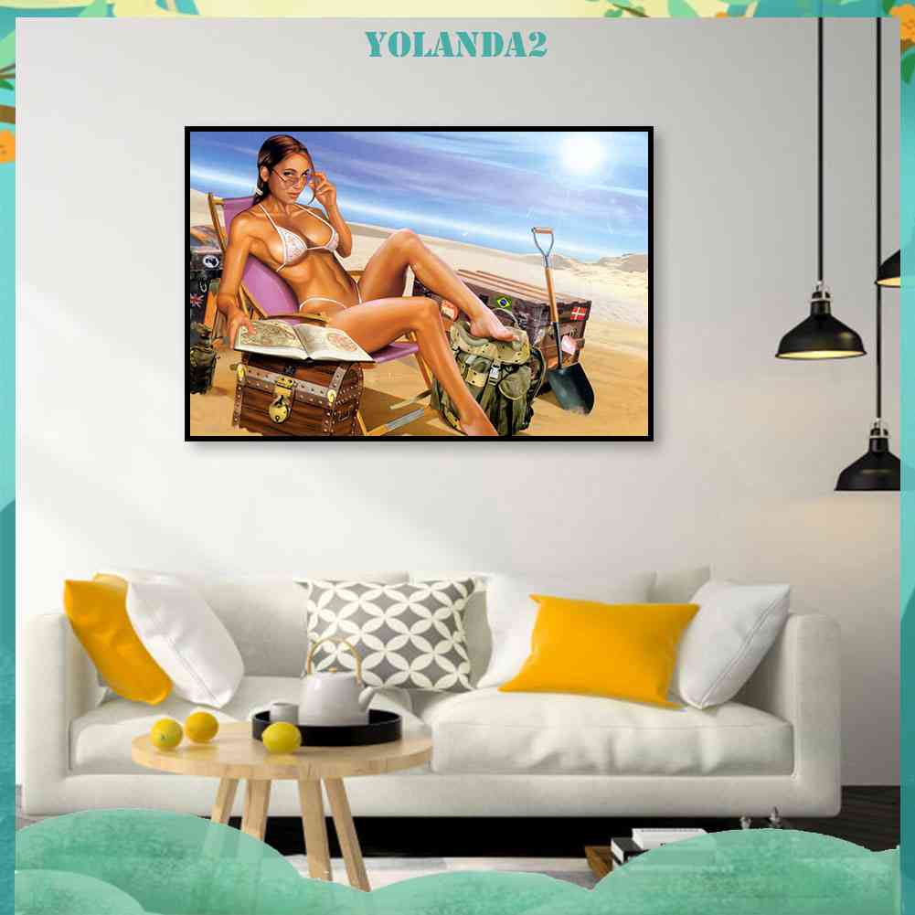 Tranh Đính Đá Kim Cương Toàn Bộ 5D DIY Hình Vẽ Người Đẹp Trang Trí Nhà Cửa