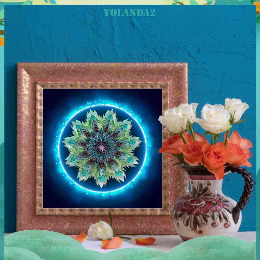 Bộ Tranh Đính Đá 5D Họa Tiết Hoa Văn Mandala Độc Đáo DIY Dùng Trang Trí