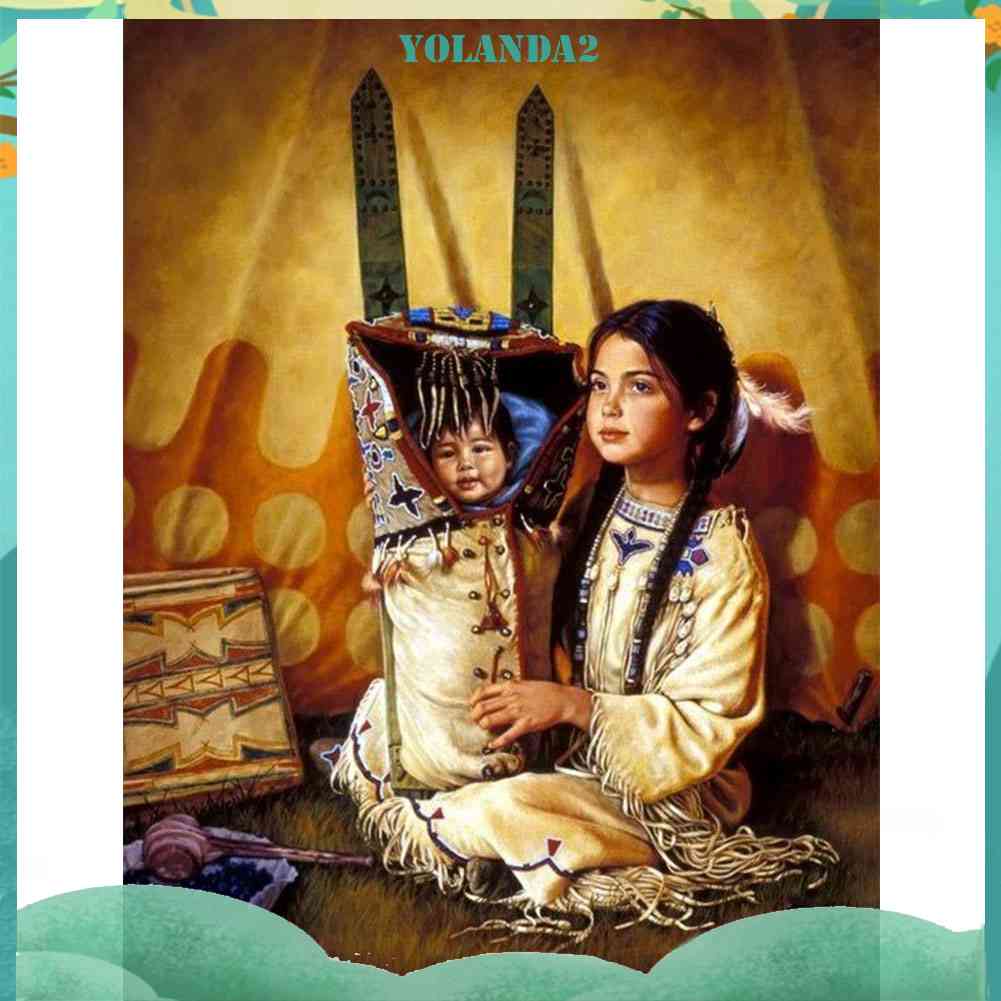 Tranh Đính Đá Kim Cương Tròn Toàn Diện Hình Cô Gái Ấn Độ Trang Trí Tường