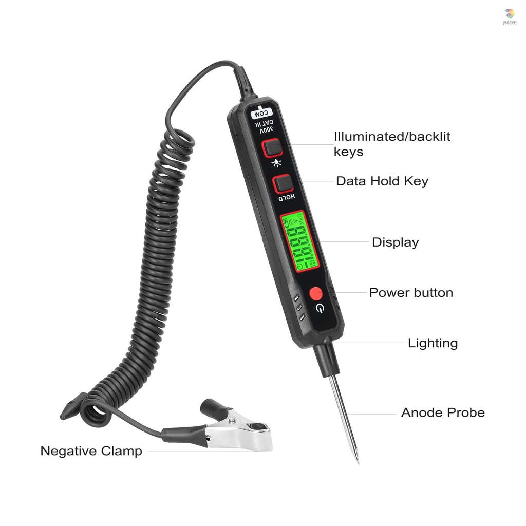 Bút Thử Điện Màn Hình LCD 0.8-100V Có Đèn Nền Chuyên Dụng Cho Xe Hơi