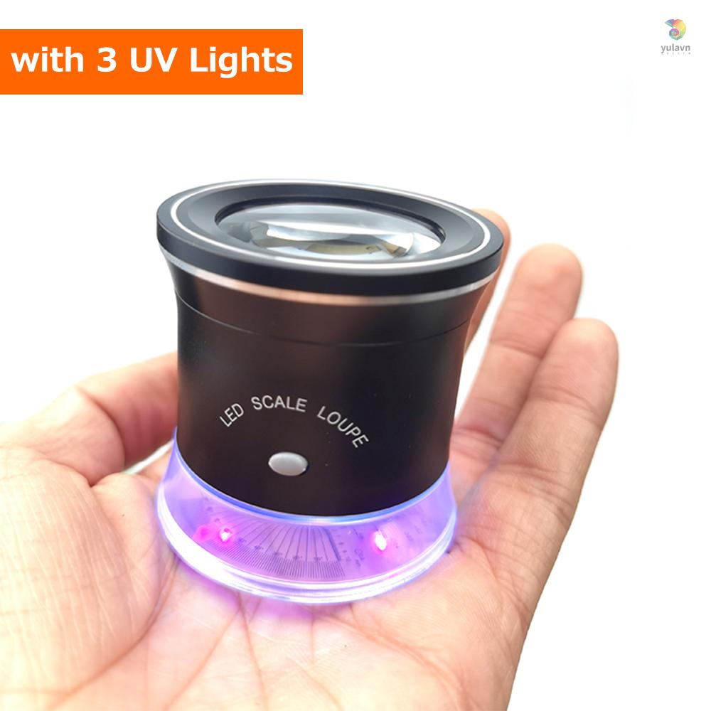 Kính Lúp Phóng Đại 30X Có Đèn LED Với 6 Trắng 3 Tia UV Có Thể Sạc Lại Dùng Để Đo Trang Sức