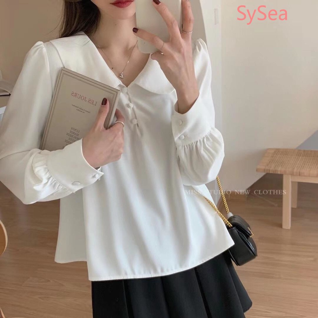 Áo Kiểu Tay Phồng Cổ Búp Bê Phong Cách Retro Pháp Cho Nữ