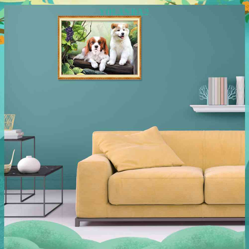 Tranh Đính Đá Kim Cương Toàn Bộ 5D DIY Hình Vẽ Chó Đáng Yêu