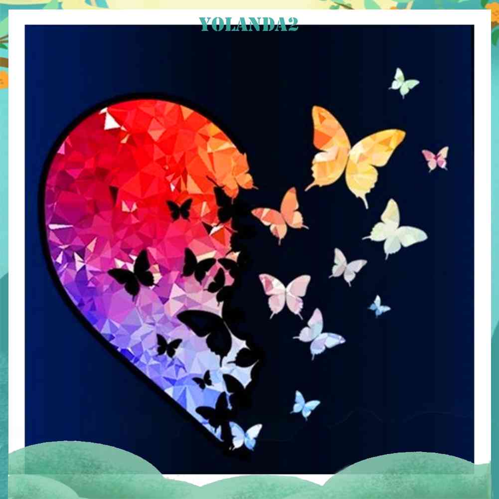 Tranh Đính Đá Kim Cương Toàn Bộ 5D DIY Hình Vẽ Bướm Trái Tim