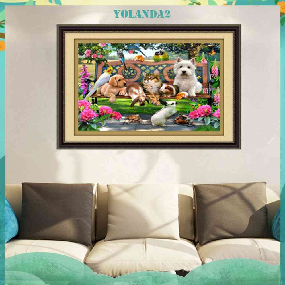 Bộ Tranh Đính Đá 5D Tự Làm 40x30cm Hình Khu Vườn Động Vật