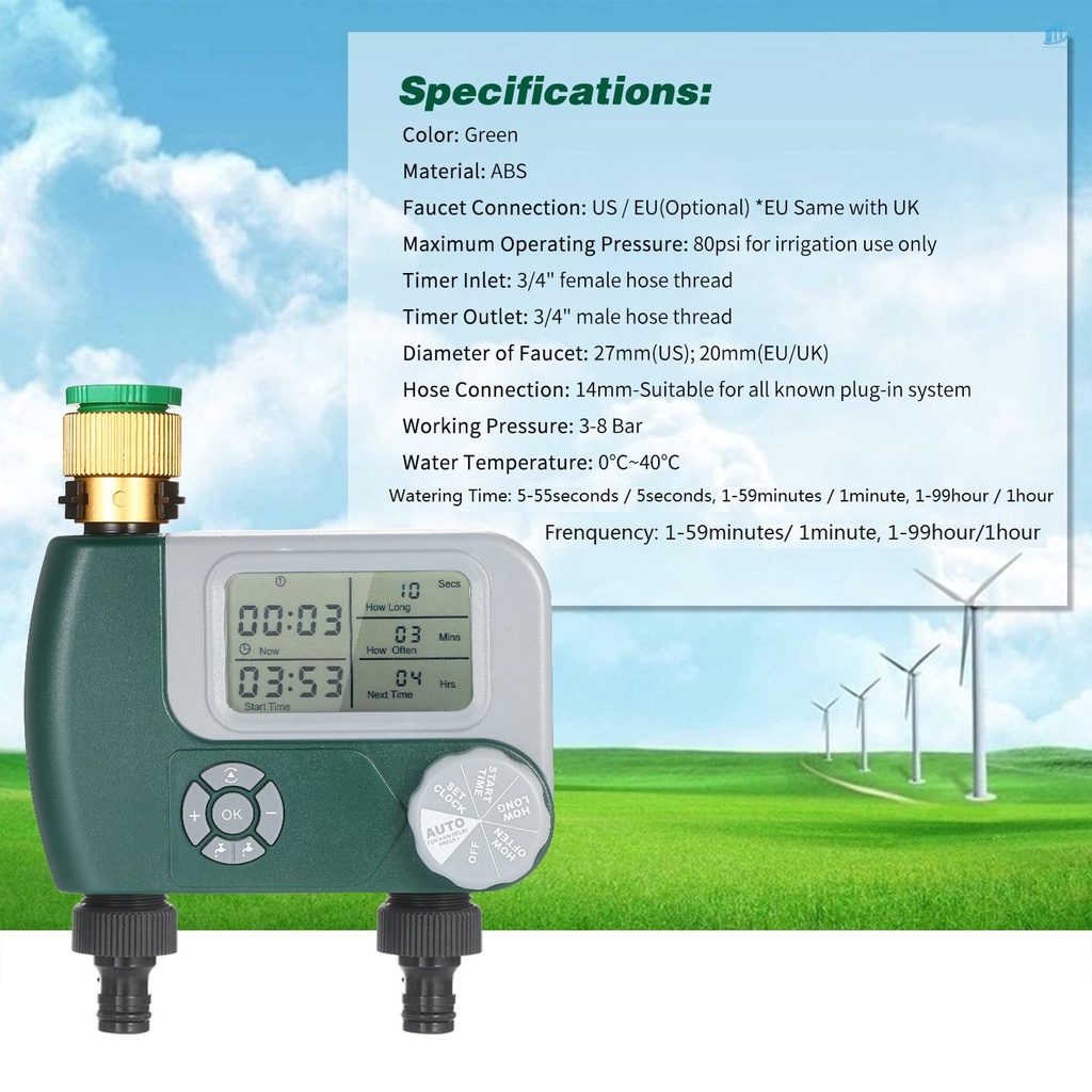 Hệ Thống Tưới Nước Tự Động Ngoài Trời Hẹn Giờ Kỹ Thuật Số Có 2 Ổ Cắm Cho Sân Vườn