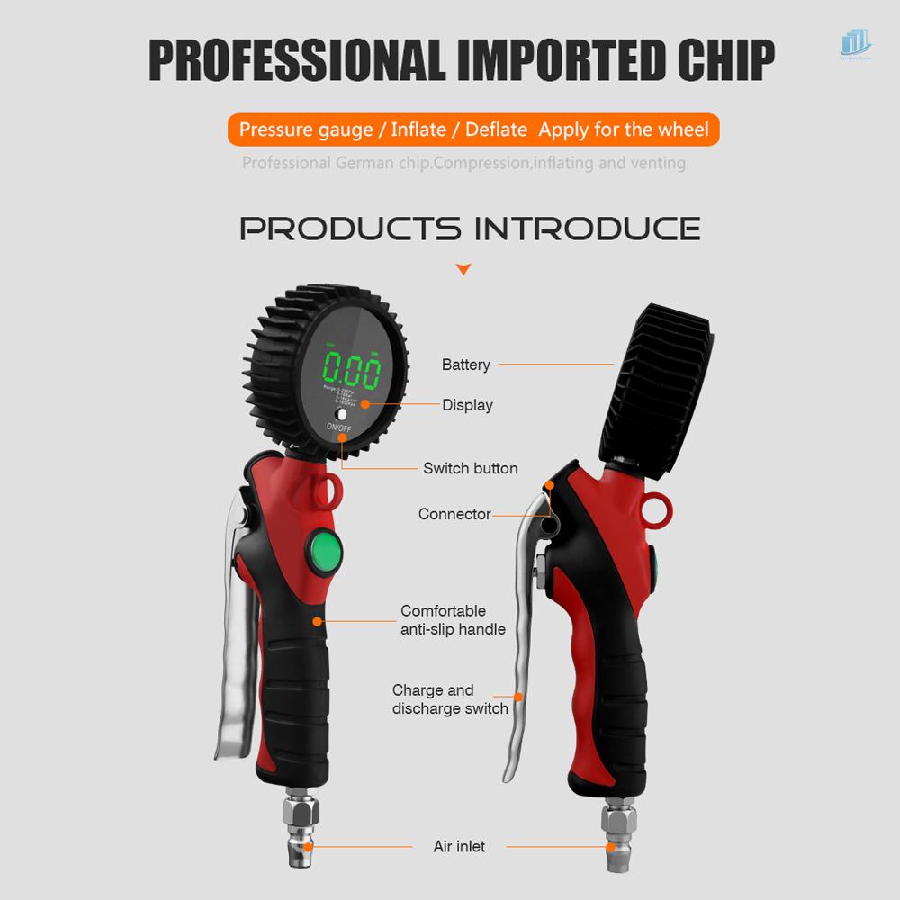 Súng Bơm Hơi Hiển Thị Đèn LED Kỹ Thuật Số Độ Chính Xác Cao 180bar (s2mwvn)
