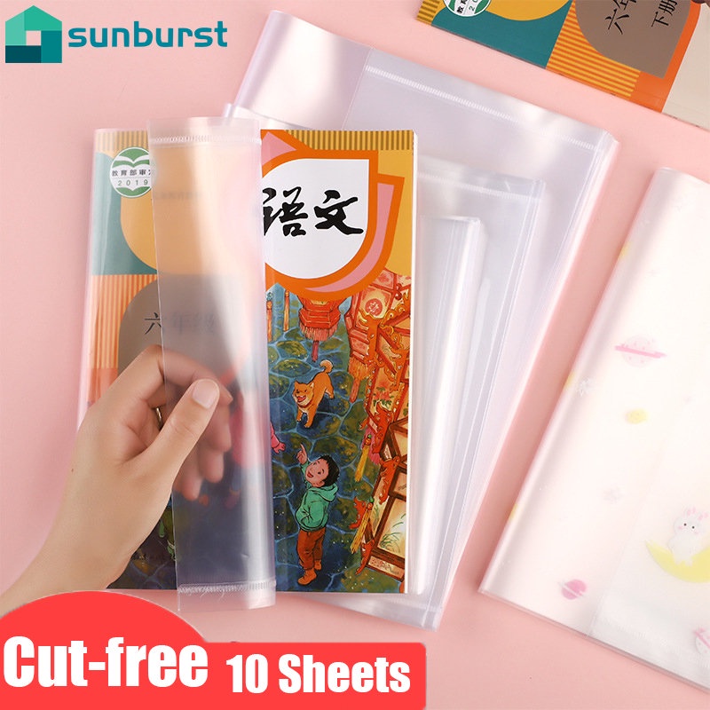 Bộ 10 Tấm Phim Dán Sách Dày Dặn Trong Suốt Chống Bụi / Trầy Xước / Thấm Nước Tiện Dụng Cho Học Sinh Tiểu Học