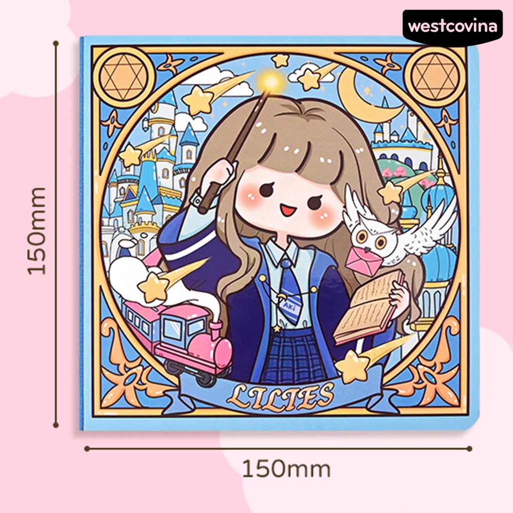 [COD]♪1 Bộ Sổ Tay Kèm Miếng Dán Đánh Dấu Trang Sách Hình Vuông Họa Tiết Hoa Hoạt Hình Nghệ Thuật