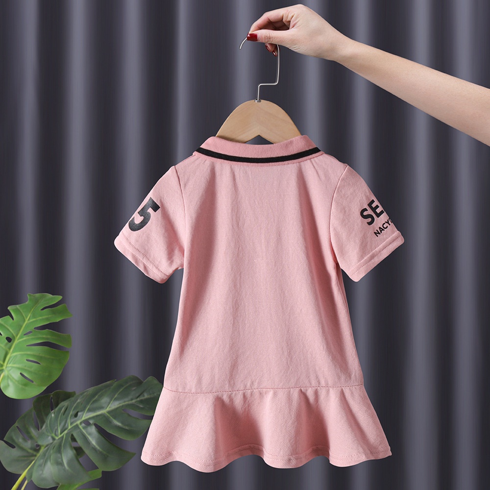 Đầm Cổ Polo Tay Ngắn In Hình Chuột Hoạt Hình Phong Cách Hàn Quốc Thời Trang Mùa Hè Cho Bé Gái