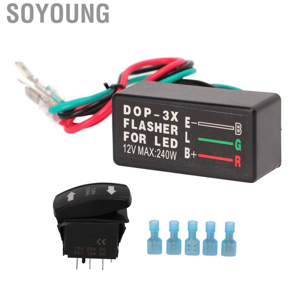 Soyoung Turn Signal Rocker Switch  ABS Wide Compatibility 12V Insulated Long Service Life High Hardness Turn Light Terminals Kit  for Replacement for ATV