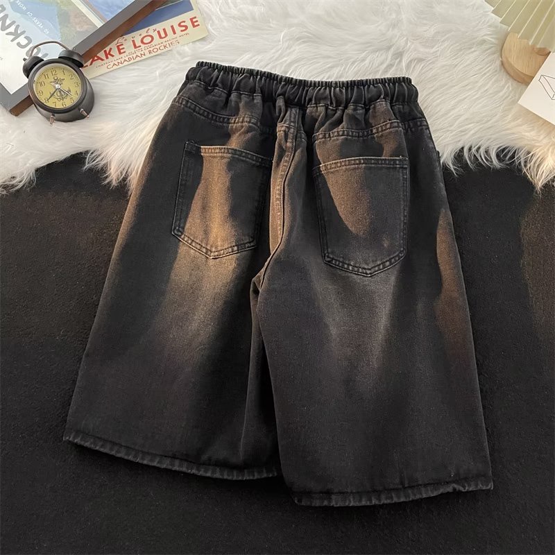 Quần Short Denim Dáng Rộng Phong Cách Retro Nhật Bản Cho Nam Giới