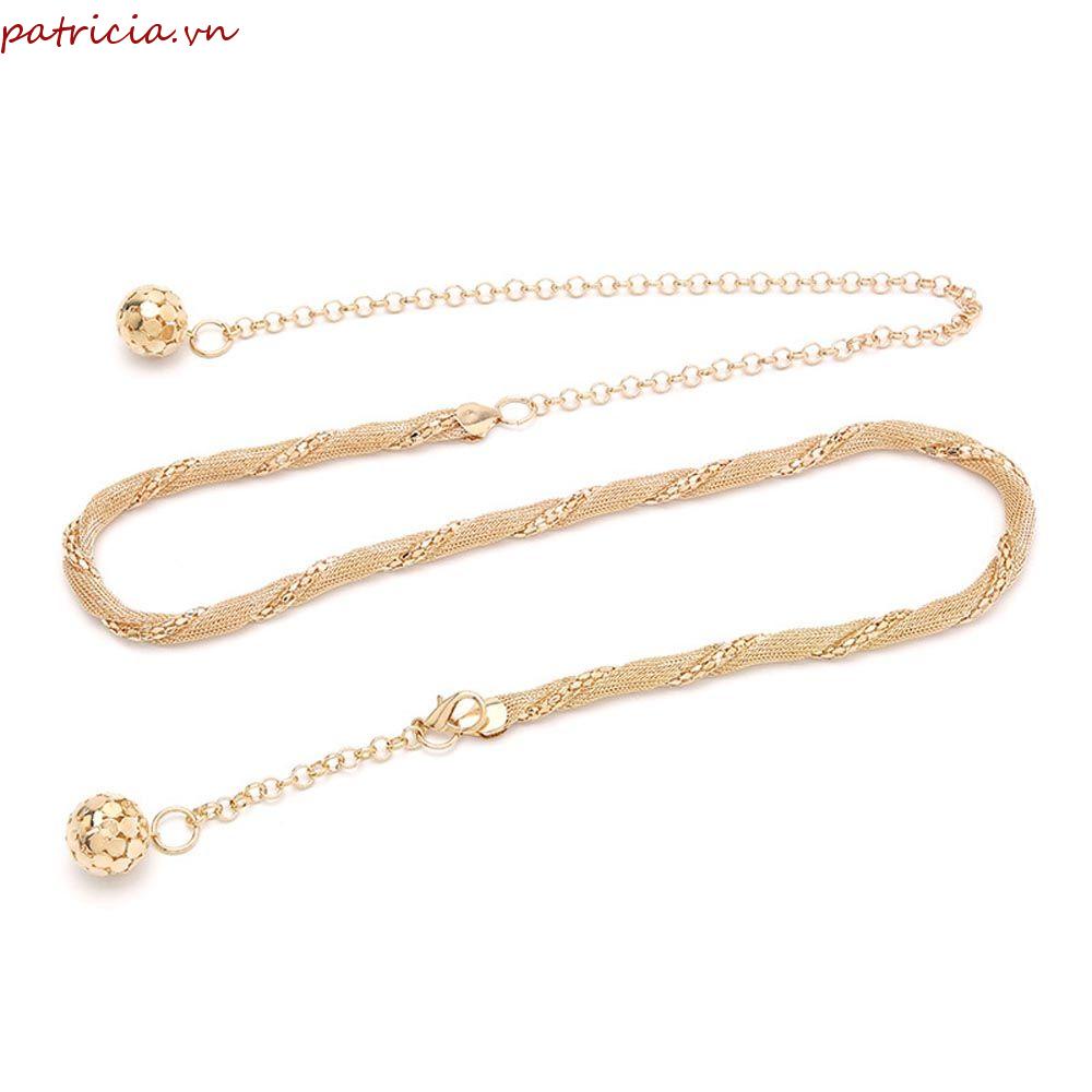 Thắt Lưng Dây Xích Dài Mỏng Phối Tua Rua Kiểu Vintage Trang Trí Đầm Nữ