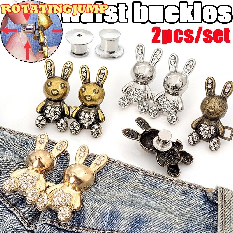 Set 2 Kẹp Thắt Lưng Quần Jean / Váy Jean / Nút Cài Bằng Kim Loại Không Siết Chặt Có Thể Tháo Rời
