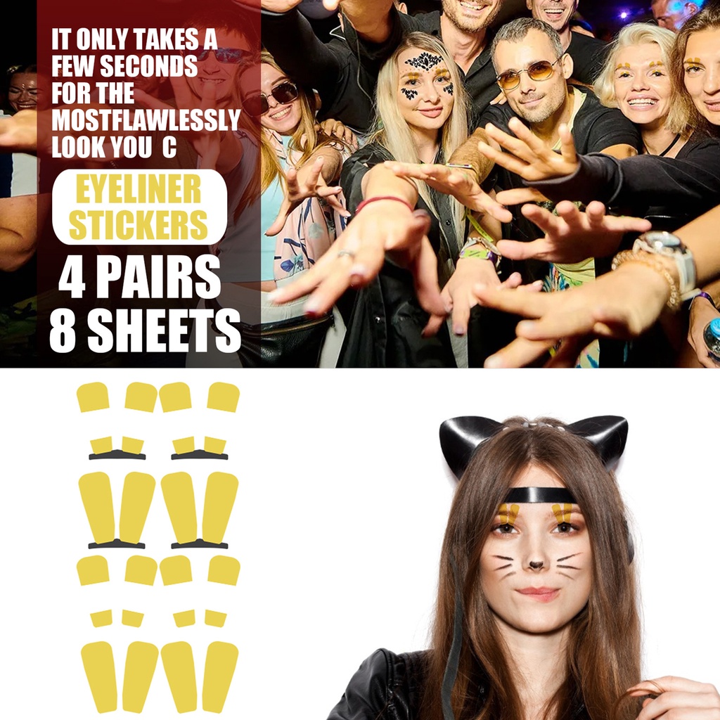 1 Bộ Nhãn Dán Trang Điểm Mắt Tiện Lợi Lâu Trôi Dễ Mang Theo Chủ Đề Halloween