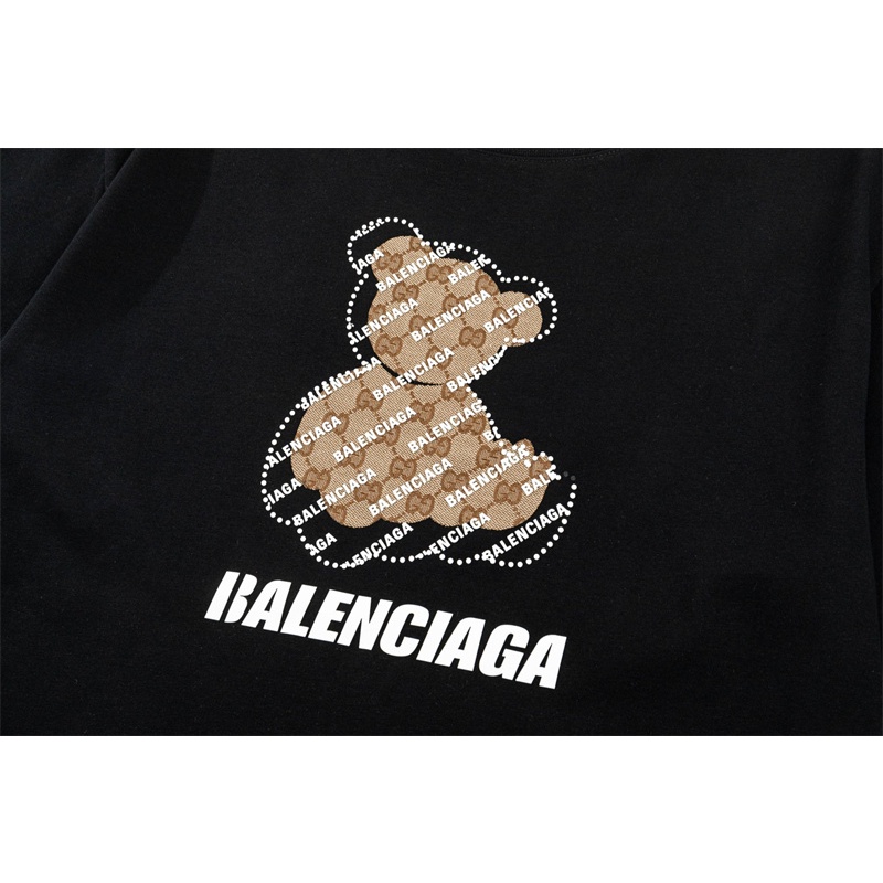 Ba Balenciag55-Áo Thun Tay Ngắn In Hình Gấu 3D Bằng Silicon Thời Trang