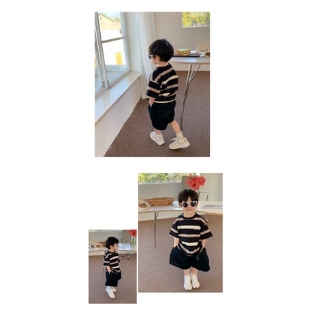 Set Áo Thun Sọc Ngang + Đầm Thun Phong Cách Hàn Quốc Cho Mẹ Và Bé