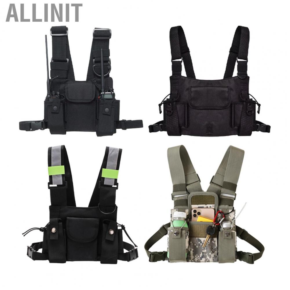 Allinit Walkie Talkie Chest Pocket  Side Buckle Durable Large Capacity Wear Resistant Adjustable Length Widen Shoulder Straps Rig Bag for Outdoor