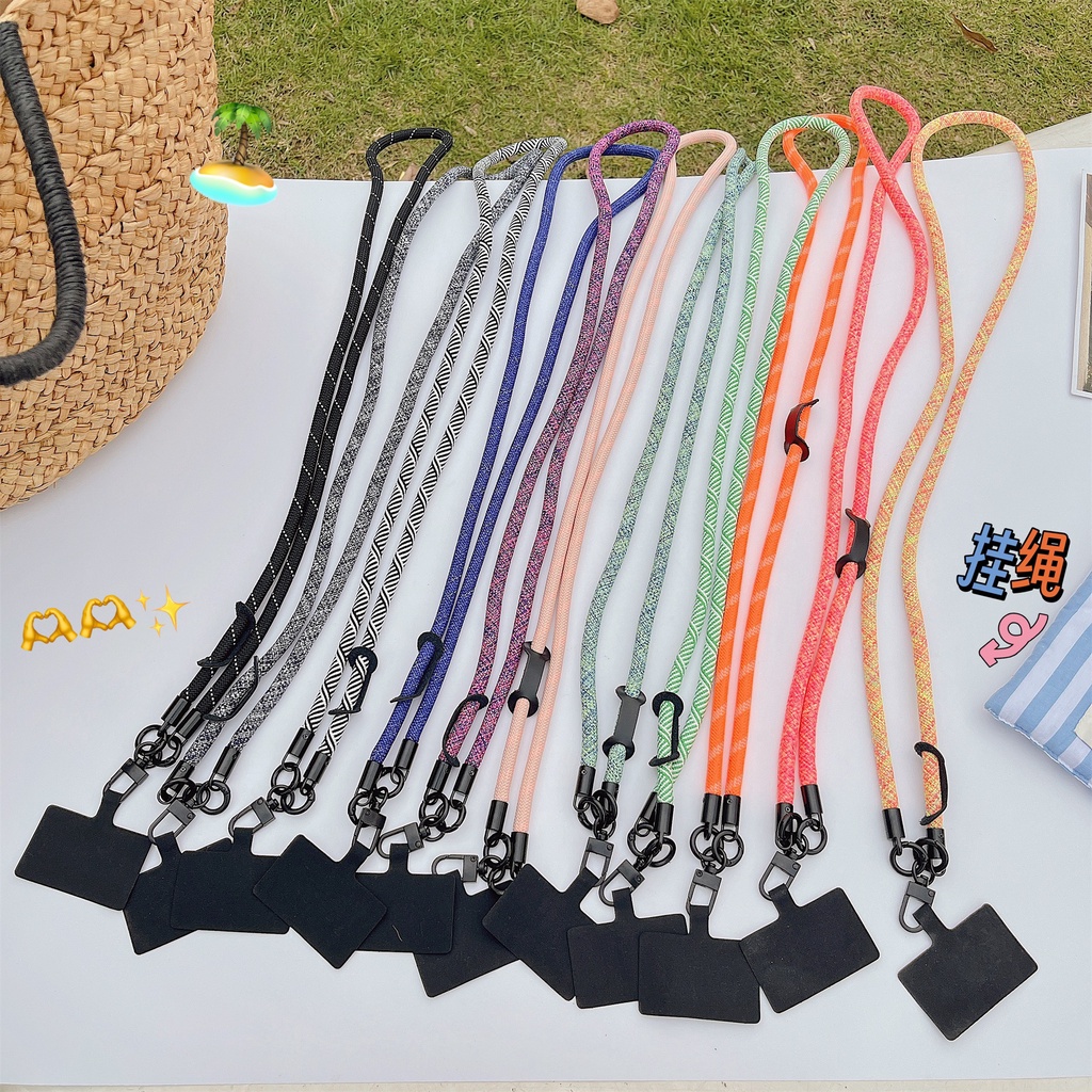 Dây Đeo Cổ Nylon Màu Trơn Có Ngăn Đựng Thẻ ID + Móc Chìa Khóa Cho iphone / airpods Ốp