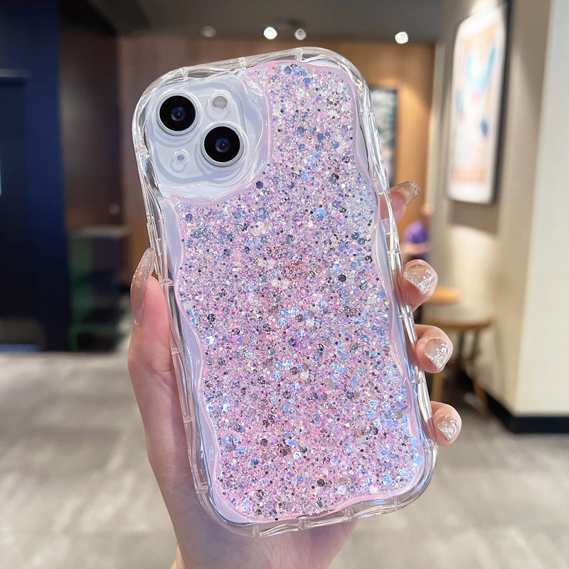 Ốp Điện Thoại Silicone Mềm Trang Trí Kim Tuyến Viền Gợn Sóng Cho Realme 11 Pro 10 GT Master Edition 8 7 GT Neo3 V15 V20