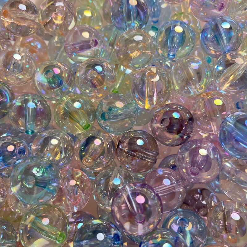 Bộ 10 Chuỗi Hạt Tròn Trong Suốt Nhiều Màu Dùng Để Trang Trí Điện Thoại / Móc Khóa DIY