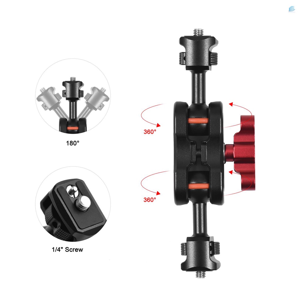 Cánh Tay Chuyển Đổi Linh Hoạt Bằng Hợp Kim Nhôm Hai Đầu Bi 1 / 4 Inch Xoay 360 Độ Chuyên Dụng Cho smartwatchinone° Đèn LED Gắn Máy Ảnh Có Thể Điều Chỉnh Tiện Dụng