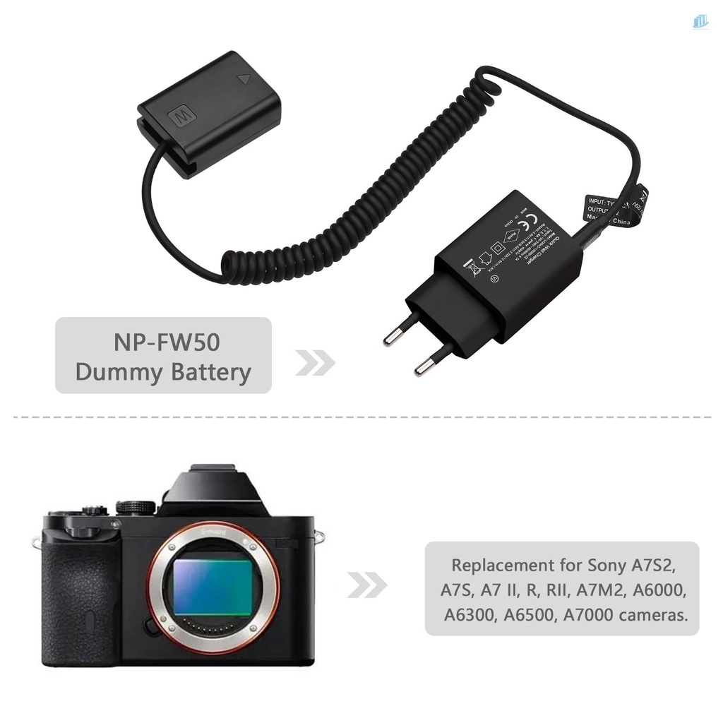 Đầu Nối Pin Andoer Type-C NP-FW50 20W PD Chuyên Dụng Cho Pin A7S2 A7S A7 II R Iii A7M2 A6000 A6300 A6500 A7000