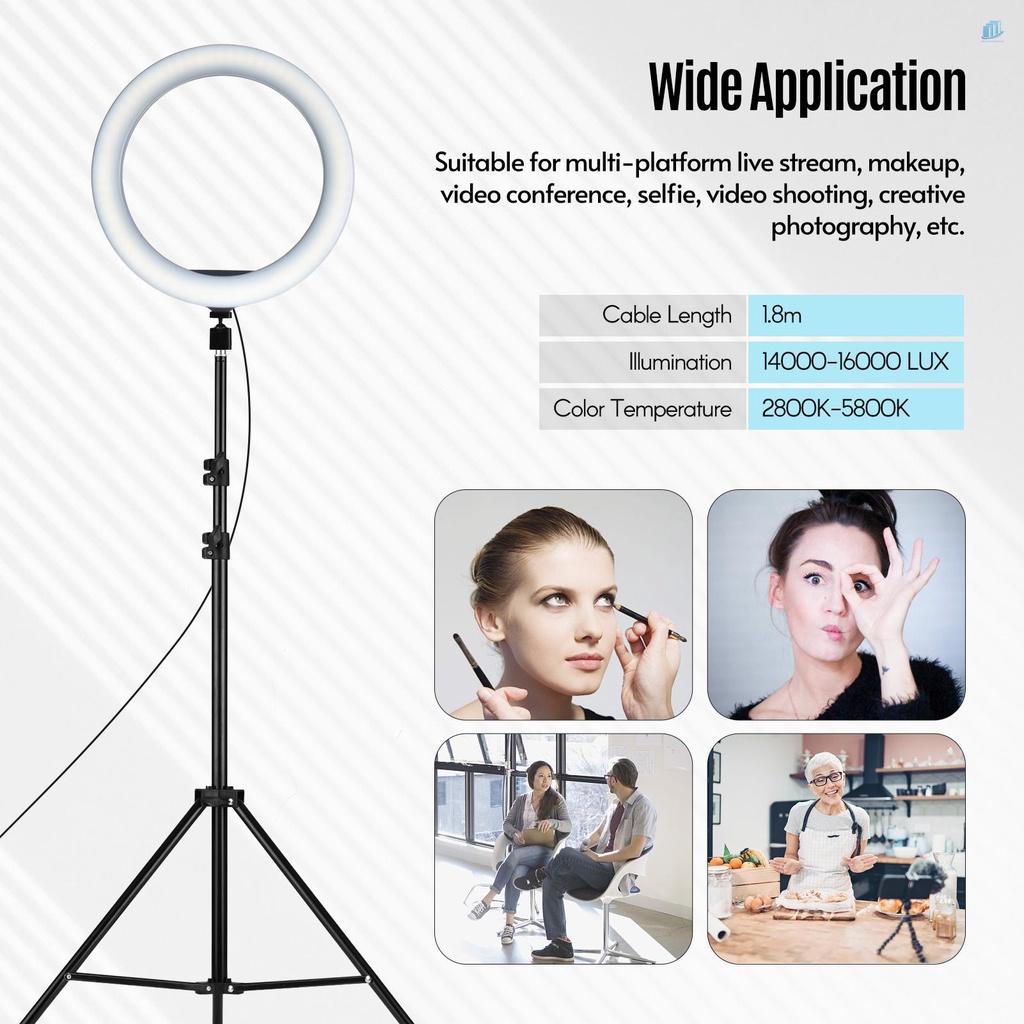 Đèn LED Chiếu Sáng 13 Inch Hai Màu Nhiệt Độ 2800K-5800K 10 Cấp Độ Kèm Giá Đỡ Ba Chân Cho Trang Điểm / Live S