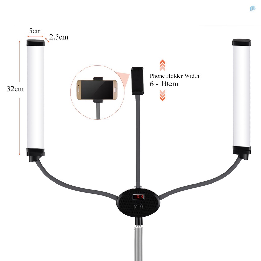 Dải Đèn LED Video Hai Màu Hai Cánh Tay FX-480II 3200-5500K Có Màn Hình LCD Linh Hoạt Cho Live Streamin