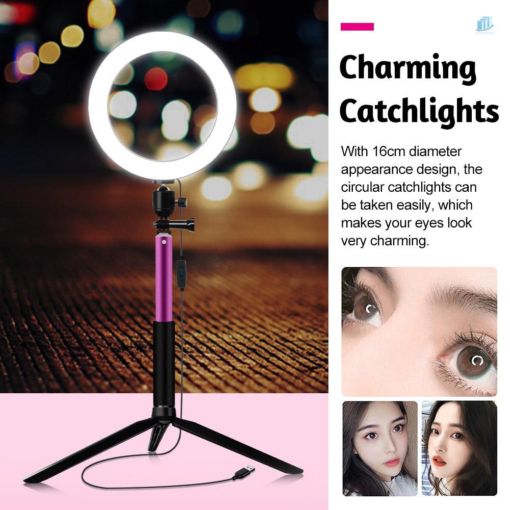 Bộ Đồng Hồ Thông Minh 16cm / 6 Inch Đường Kính 3200K-5600K 3 Chế Độ Ánh Sáng Với Đầu Bi Điều Khiển Từ Xa + Giá Đỡ Điện Thoại Để Bàn Tripo