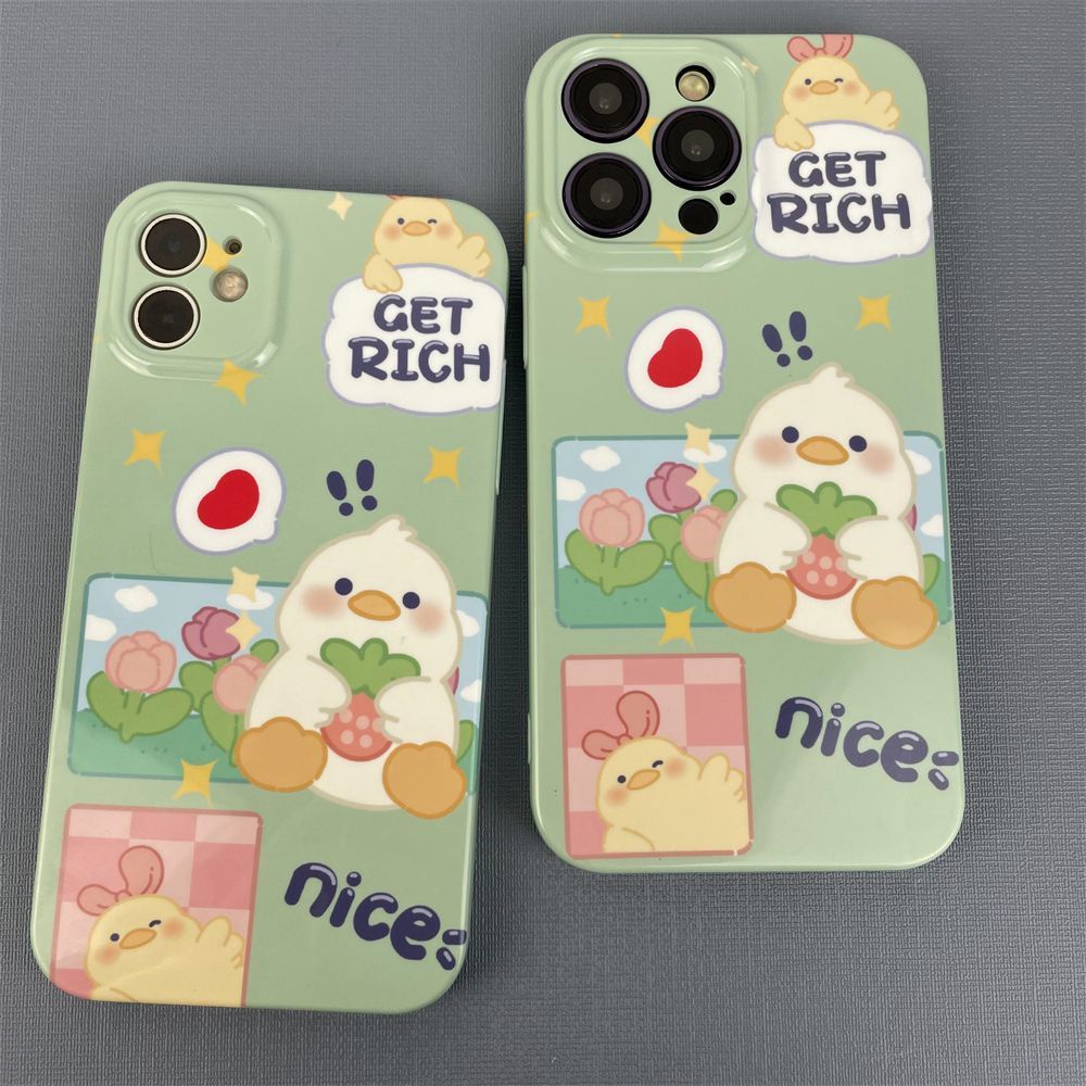 Ốp Điện Thoại Họa Tiết Hoạt Hình Chú Vịt / Dâu Tây Dễ Thương Cho iPhone12 X / XS8 7FW5 11 13 plus