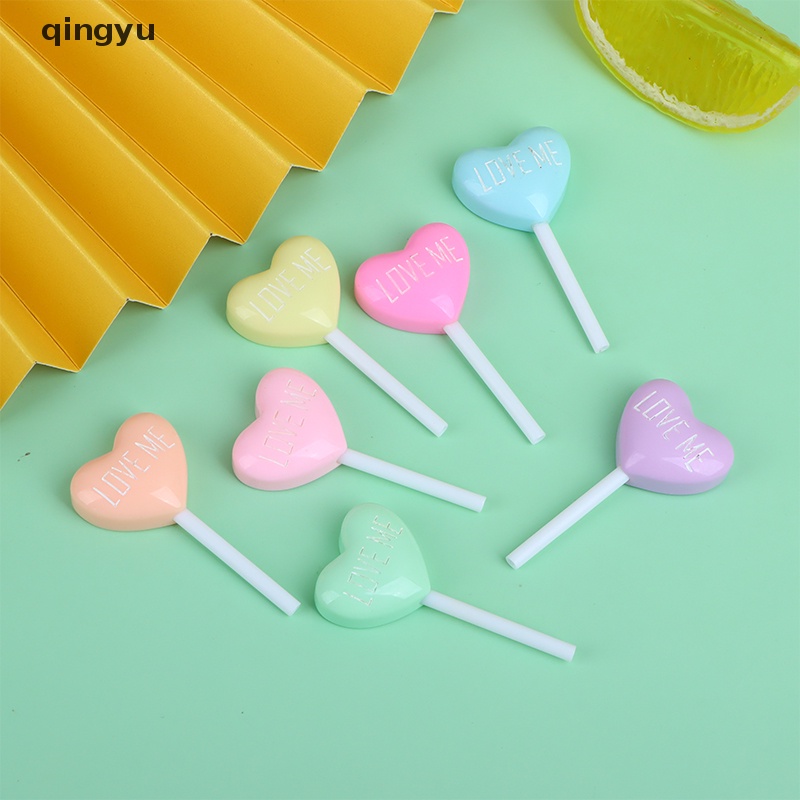 Set 10 Kẹo Mút Trái Tim Giả Resin Trang Trí Ốp Điện Thoại DIY