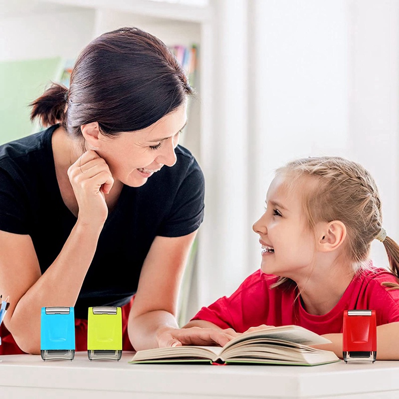 Bộ 3 Con Dấu Lăn Bằng Nhựa Tự In Tem Dành Cho Giáo Viên