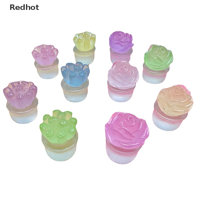 &lt; Redhot &gt; Bộ 2 Chậu Cây Mini Bằng Nhựa Phát Sáng Màu Sắc Ngẫu Nhiên Dùng Trang Trí