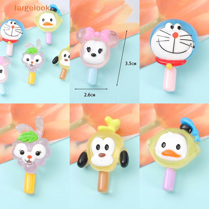 [Biglook] Set 2 Phụ Kiện Trang Trí Điện Thoại Hình Que Kem Hoạt Hình DIY Bằng Nhựa Resin Phát Sáng