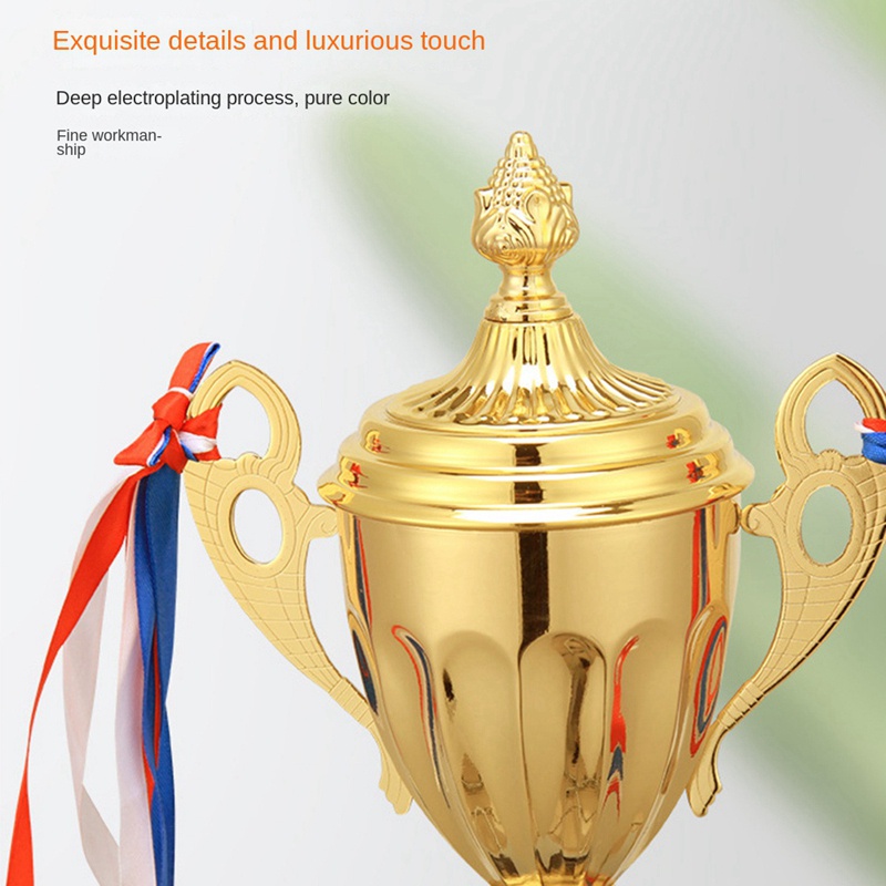 Cúp cúp 1 mảnh cho các cuộc thi họp thể thao Giải thưởng đội bóng đá và các bữa tiệc thi ủng hộ kim loại vàng 11 Inch