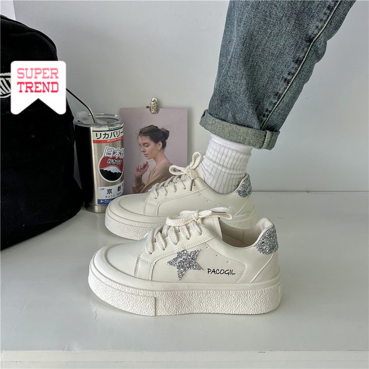 Giày Thể Thao Bằng PU Mũi Tròn 4CM Cột Dây Chéo Trọng Lượng Nhẹ Thoáng Khí Thời Trang Mùa Hè