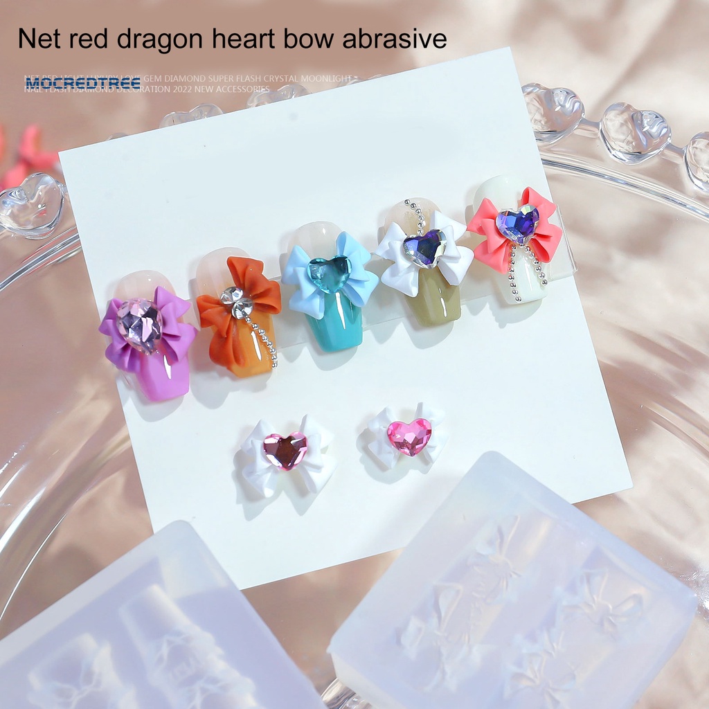 Khuôn Silicone Tạo Hình Nơ / Trái Tim / Rồng Ba Chiều Trang Trí Móng Tay diy